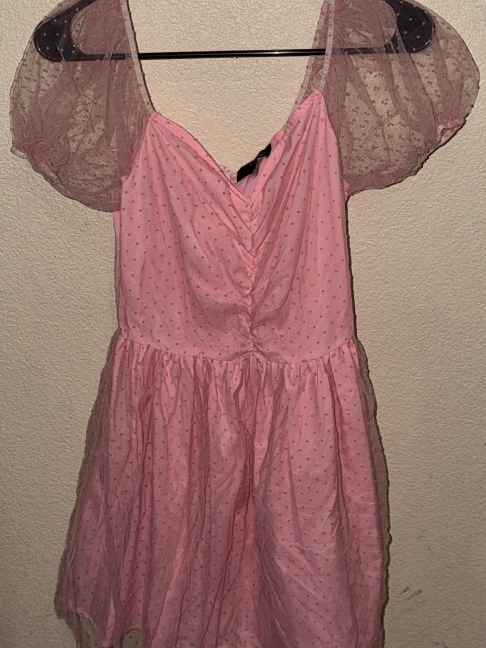 Girls' Pink Puff Sleeve Party Dress